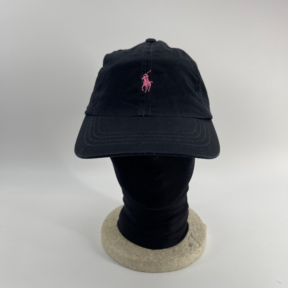 Vintage Ralph Lauren Pink Pony Hat Black Label Made in USA Cotton Baseball Cap